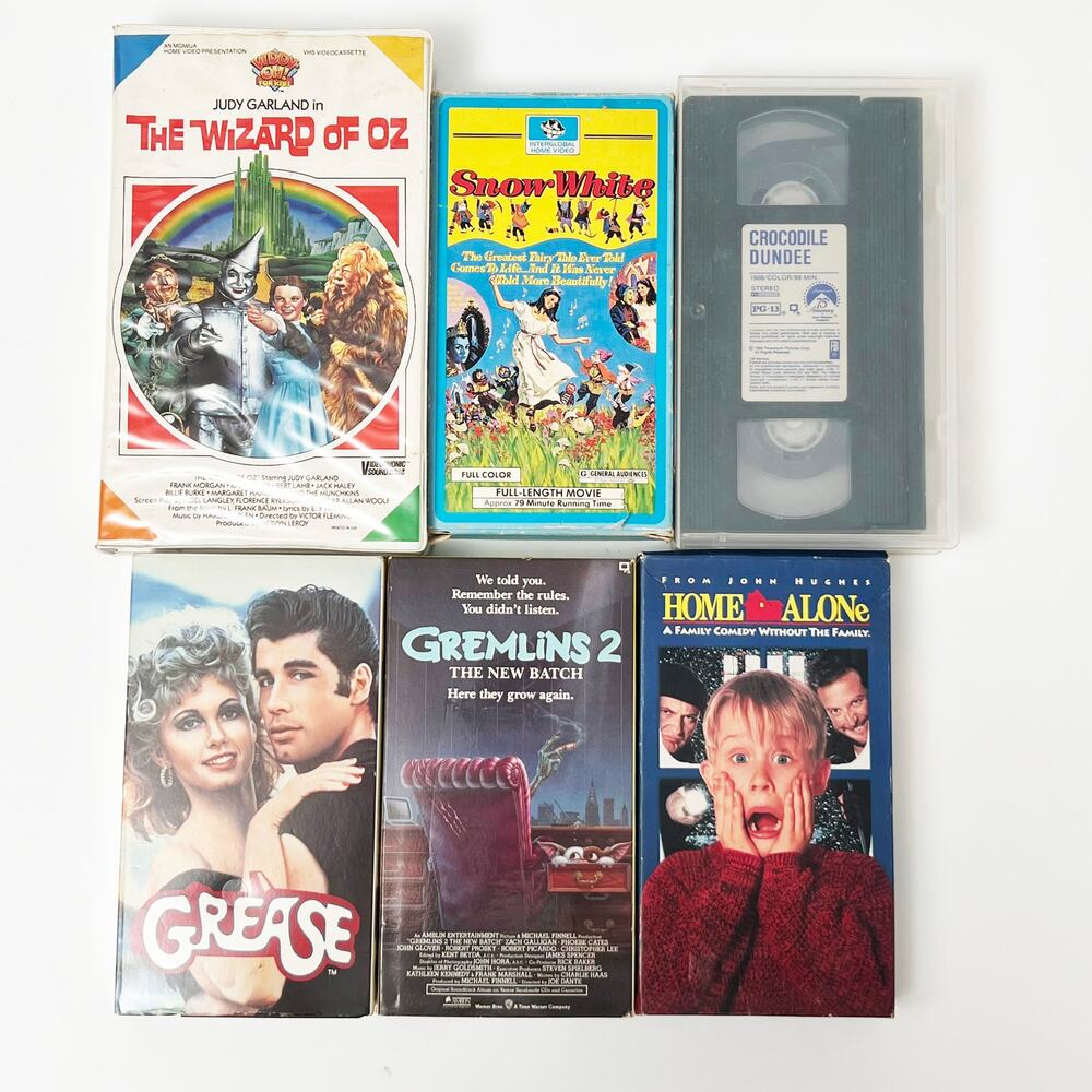Classic VHS Movie Lot of 6 Home Alone Grease Wizard of Oz Snow White